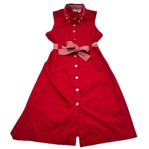 Vintage Women's Sun River Red Patriotic Cotton Dress Size Large NWT 4th Of July